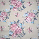 Tissu imprimé floral rose 80 % coton, 20 % polyester, demi-panama, 140 cm de large, pour travaux manuels, couture, matelassage et patchwork.